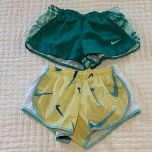 Nike Girls Athletic Shorts - Green and Yellow